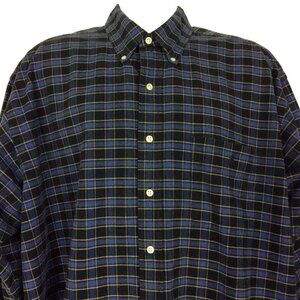 Ralph Lauren Big Shirt XL Blue Tartan Plaid Cotton Flannel Button Up
